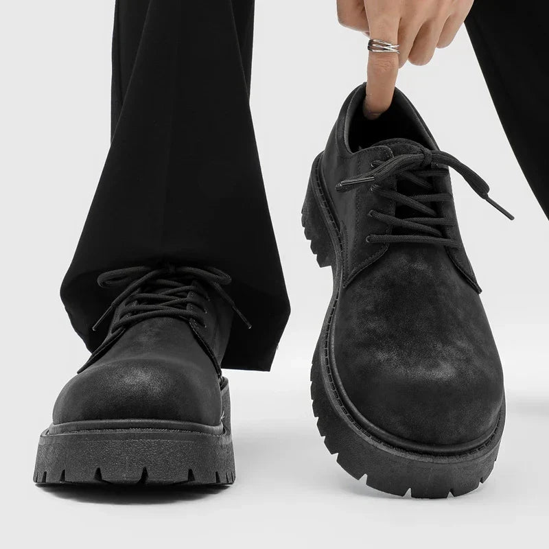 Men's chunky leather lace-up shoes – Raised sole