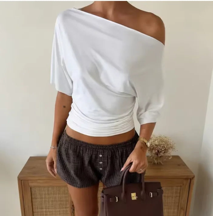 Top for Women Asymmetric One-Shoulder – Slim Fit Short Cut