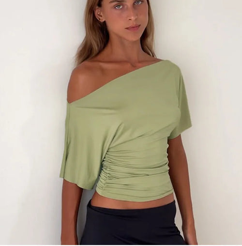 Top for Women Asymmetric One-Shoulder – Slim Fit Short Cut