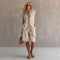 Women's Two-Piece Set – Sleeveless Shirt & Knee-Length Shorts