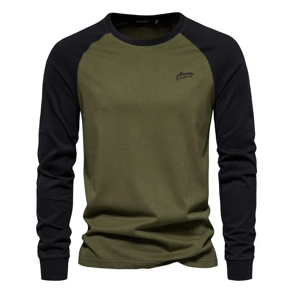 Men's Cotton Raglan Sleeve Shirt – Round Neck Casual Fit