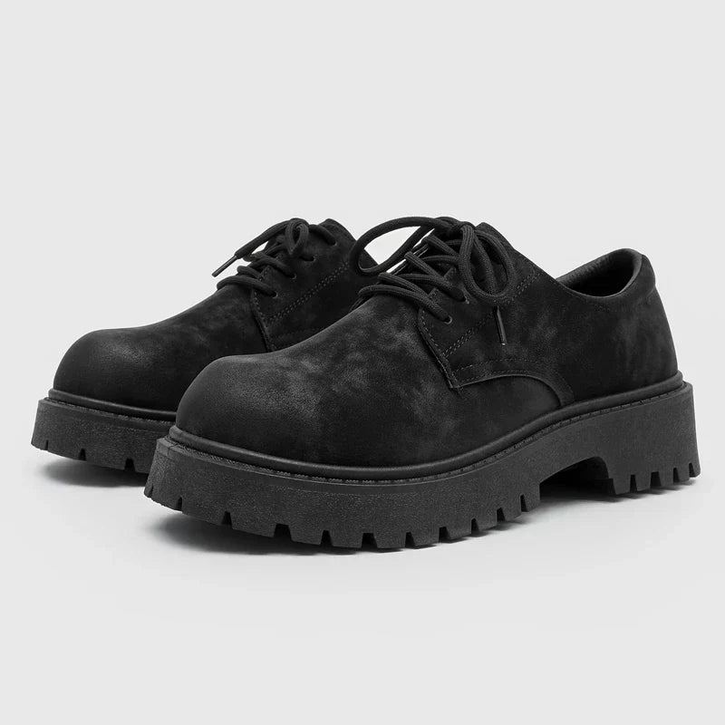 Men's chunky leather lace-up shoes – Raised sole