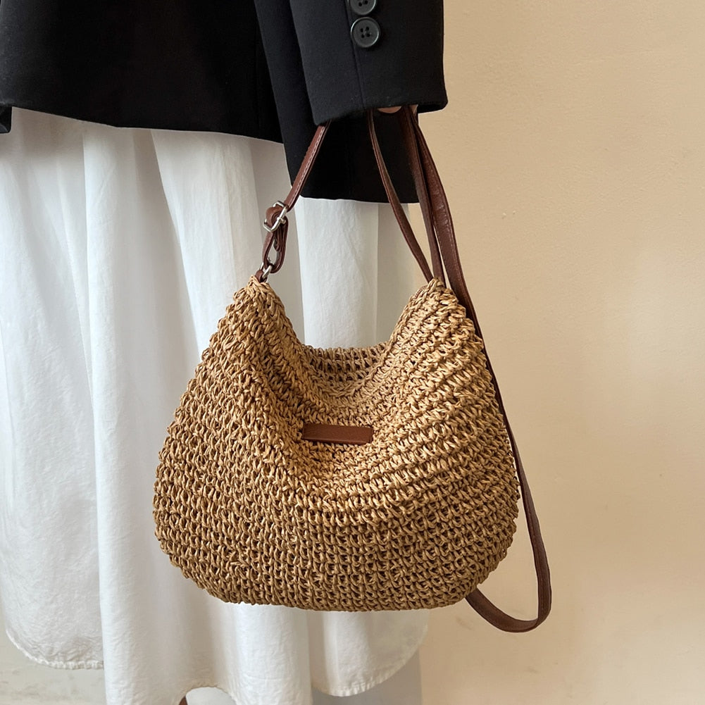 Bohemian Woven Women's Crossbody Bag – Large Everyday Tote
