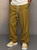Men's Wide Pleated Pants – Relaxed Fit with Drawstring