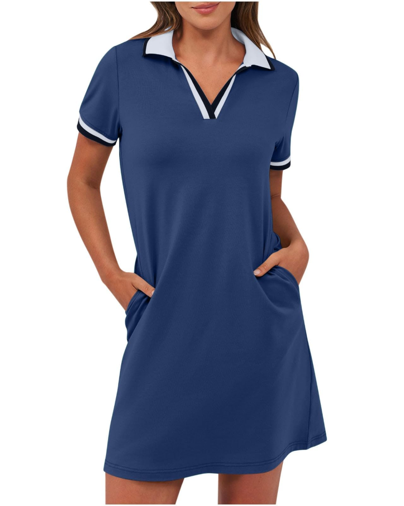 Women's Polo Dress – Casual Sport-Chic Fit with Pockets