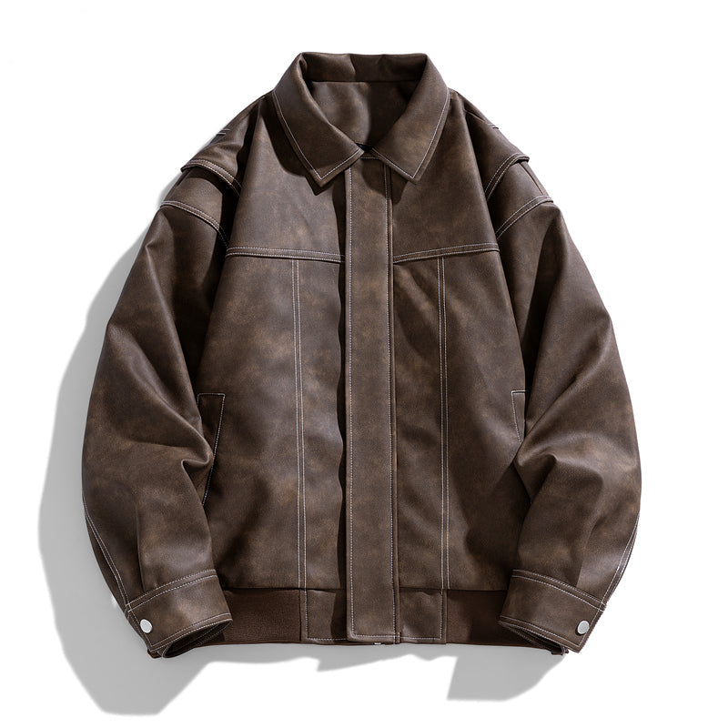 Men's Leather Jacket – Zip Closure, Relaxed Fit