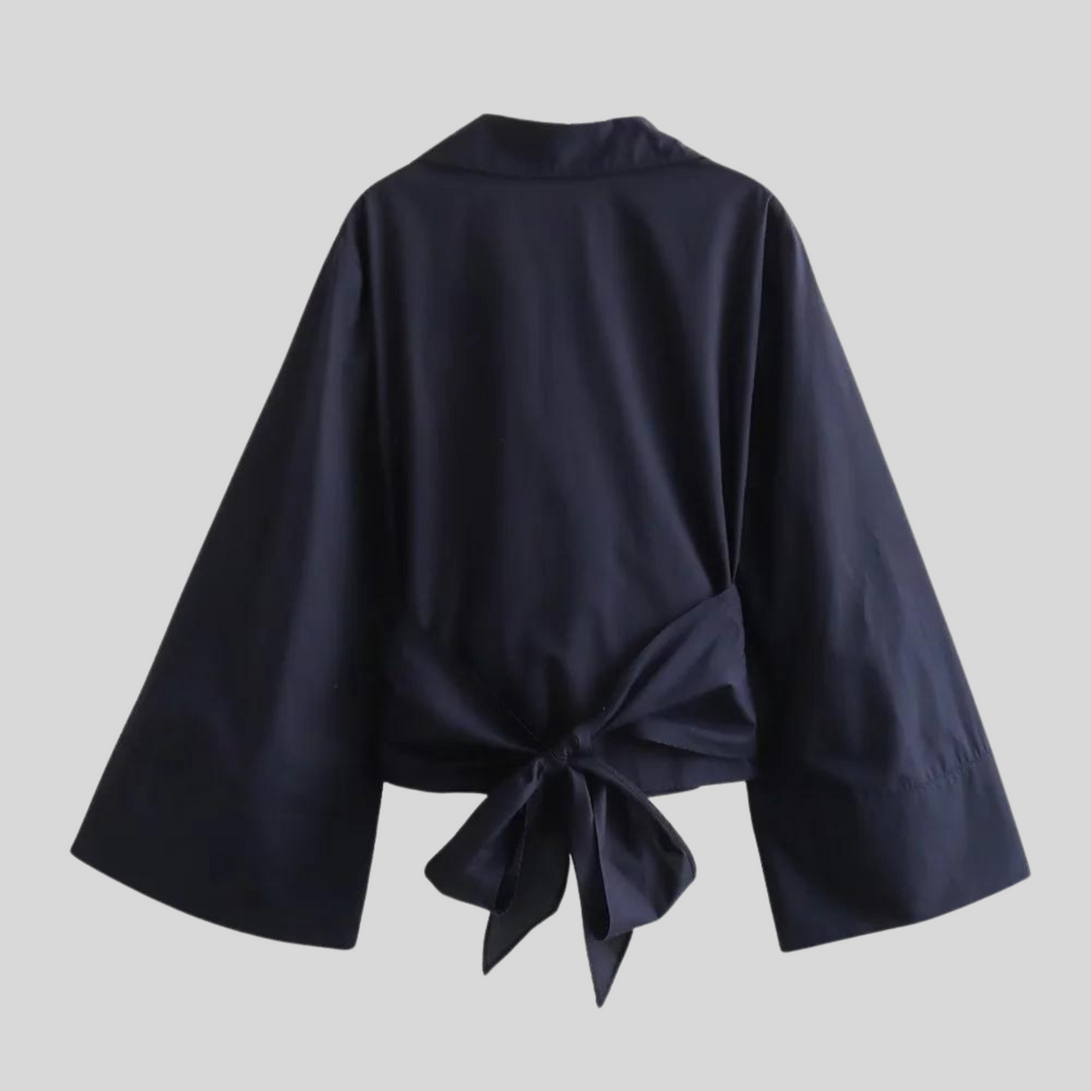 Women's Poplin Wrap-Waist Top – Fitted Style with Long Sleeves