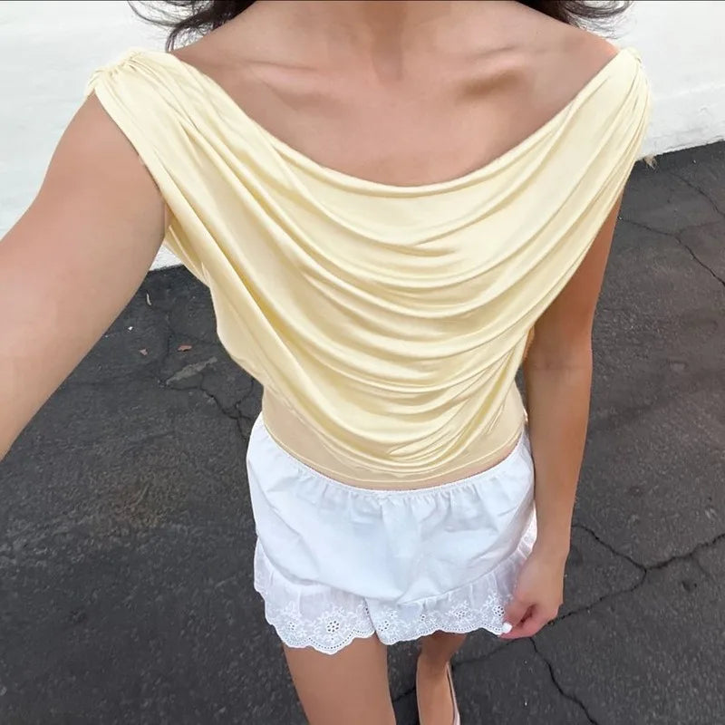Top Women’s Off-Shoulder Crop – Sleeveless Open Back