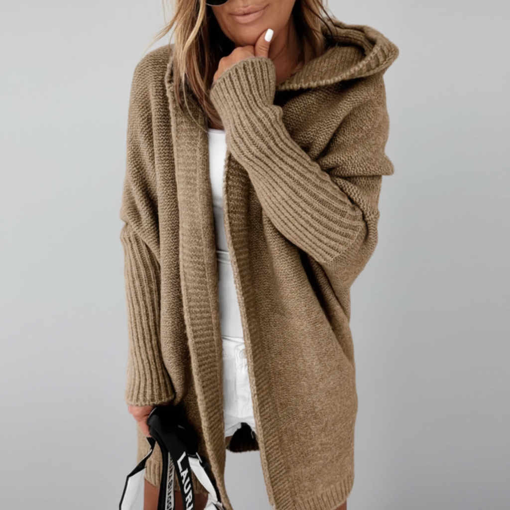 Women's Wool Cardigan – Oversized Batwing Hooded Fit