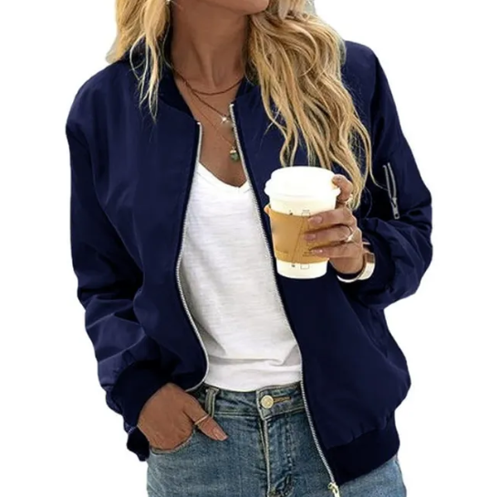 Women’s Bomber Jacket – Zipped Round Neckline