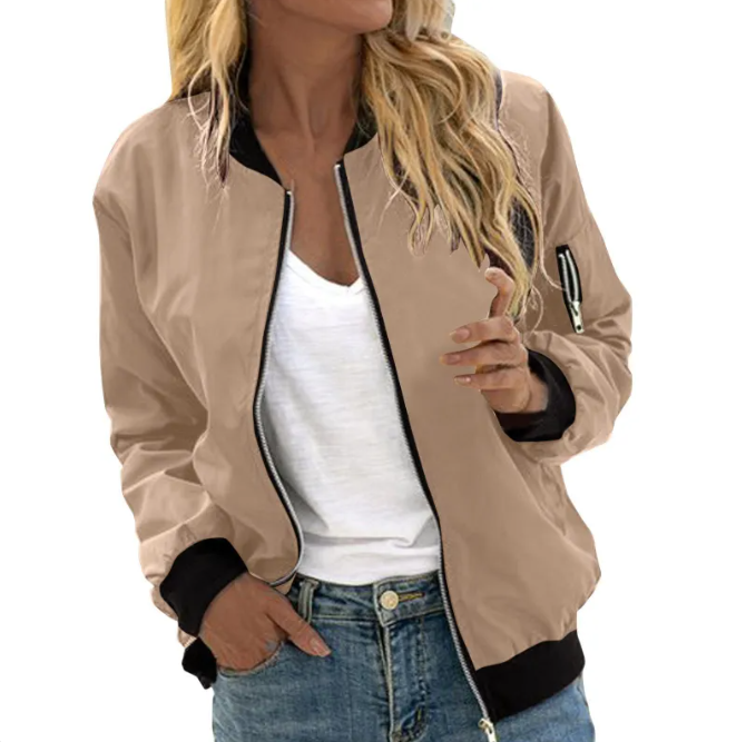 Women’s Bomber Jacket – Zipped Round Neckline