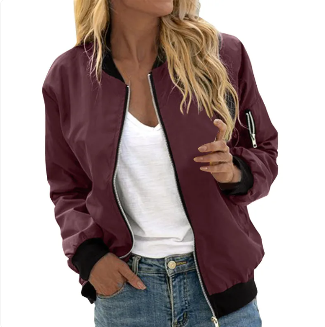 Women’s Bomber Jacket – Zipped Round Neckline