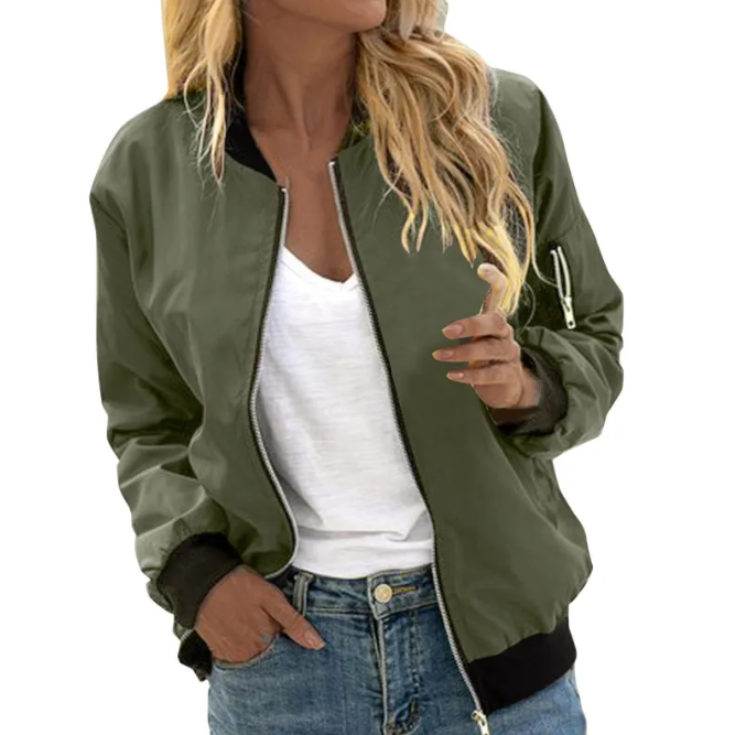 Women’s Bomber Jacket – Zipped Round Neckline