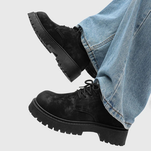 Men's chunky leather lace-up shoes – Raised sole