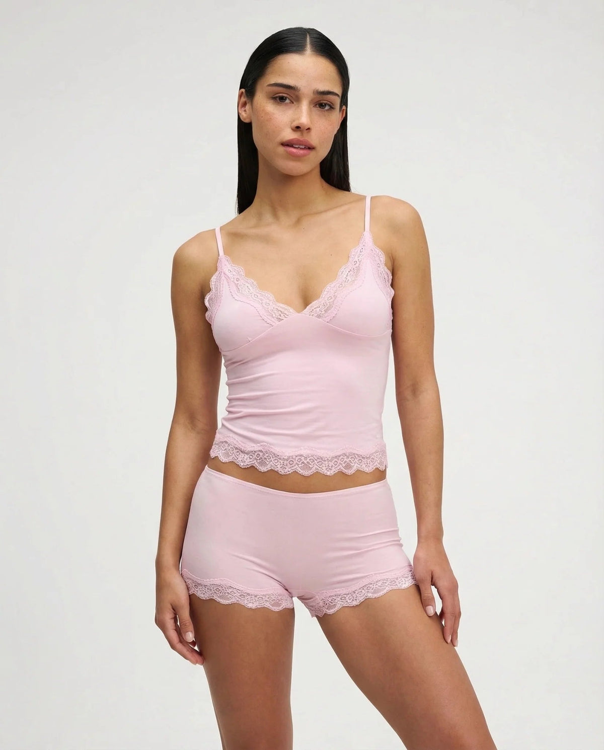 Women's Nightdress Set Camisole & Shorts – Soft Spandex with Lace Trim