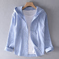 Women's linen hooded blouse – lightweight long sleeves loose fit