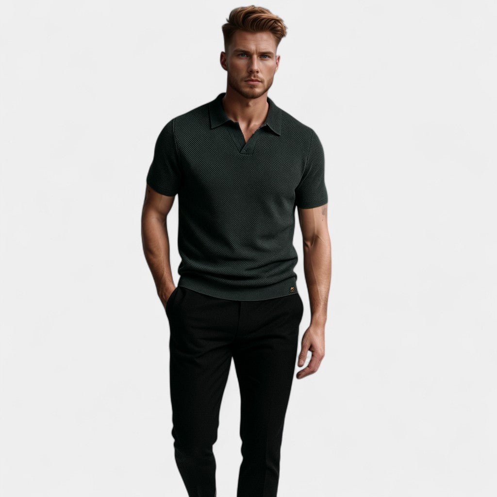 Cotton Polo Without Buttons - Riviera Elegance