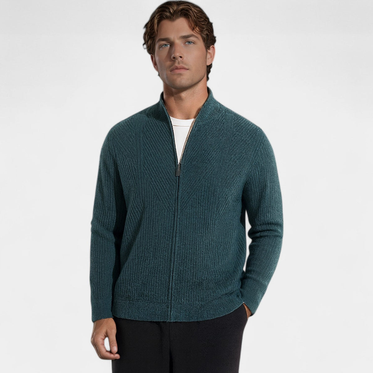 Men's Pure Cashmere Cardigan – Thick Knit, Casual Style
