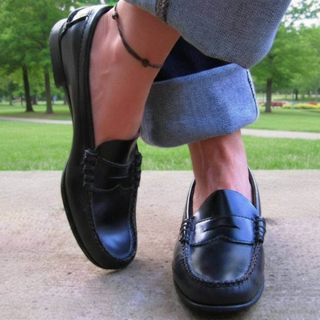 Women's Orthopaedic Leather Loafers – Easy Slip-On, Low-Cut Fit