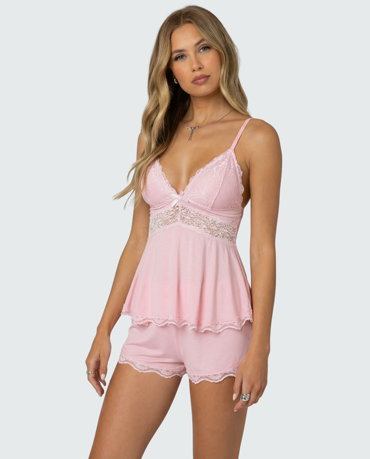 Women's Lace Camisole and Shorts Set – Comfort and Elegance