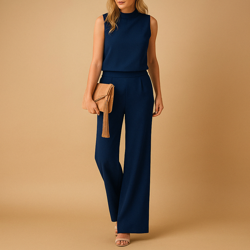 Women's Sleeveless Wide-Leg Jumpsuit – Lightweight Fabric Relaxed Fit