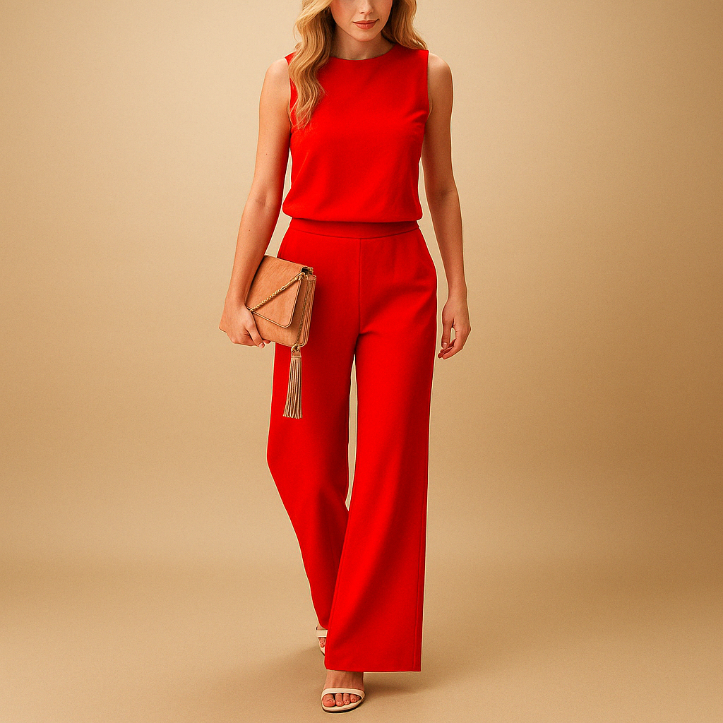 Women's Sleeveless Wide-Leg Jumpsuit – Lightweight Fabric Relaxed Fit