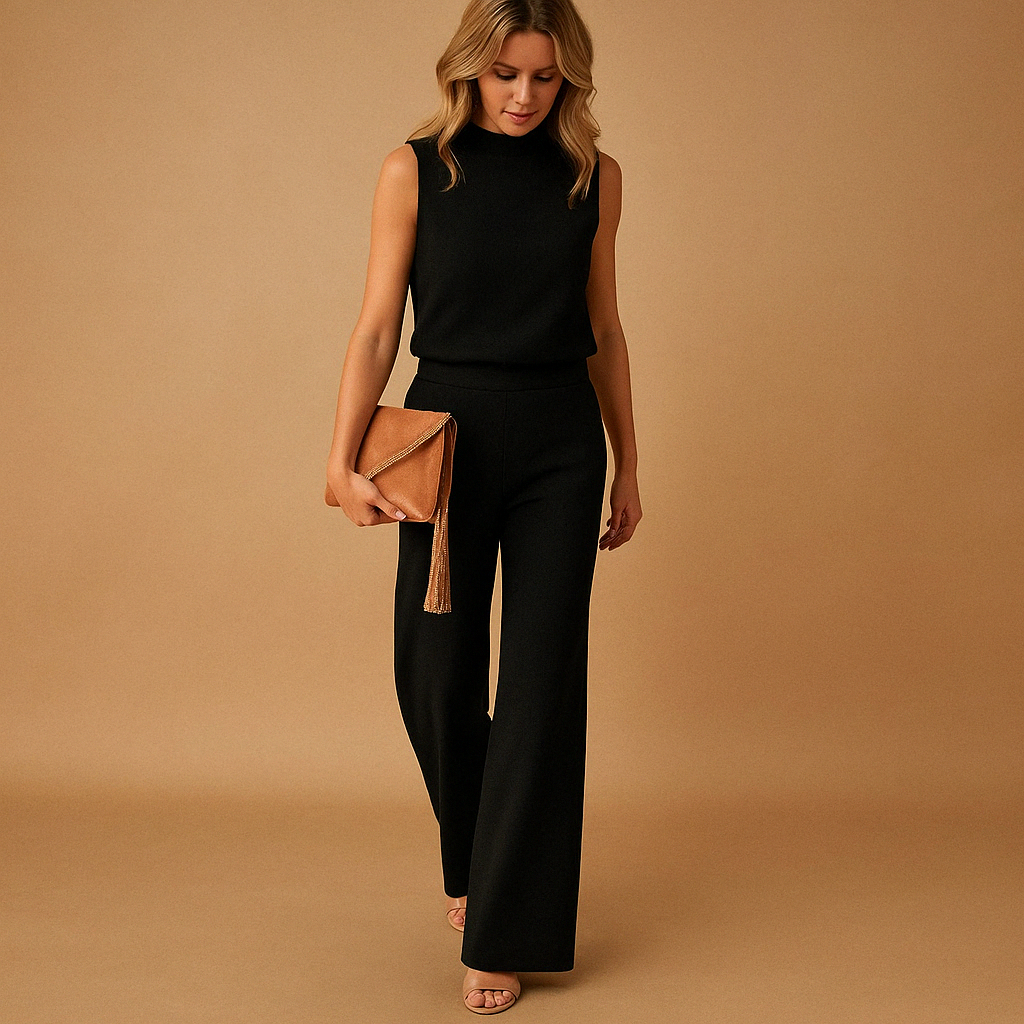 Women's Sleeveless Wide-Leg Jumpsuit – Lightweight Fabric Relaxed Fit