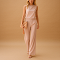 Women's Sleeveless Wide-Leg Jumpsuit – Lightweight Fabric Relaxed Fit