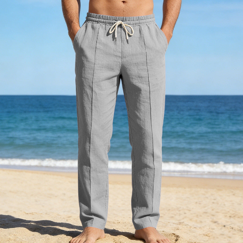 Men's Relaxed Linen Trousers – Straight Cut with Elasticated Waist