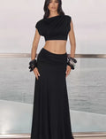 Women's Crop Top and Long Skirt Set – Fluid Stretch Fabric