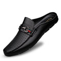 Men’s Calfskin Leather Mule Loafers – Retro Backless Slip-Ons