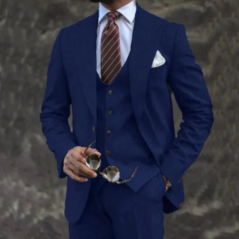 Men's Three-Piece Suit in Cotton Blend – Slim Fit