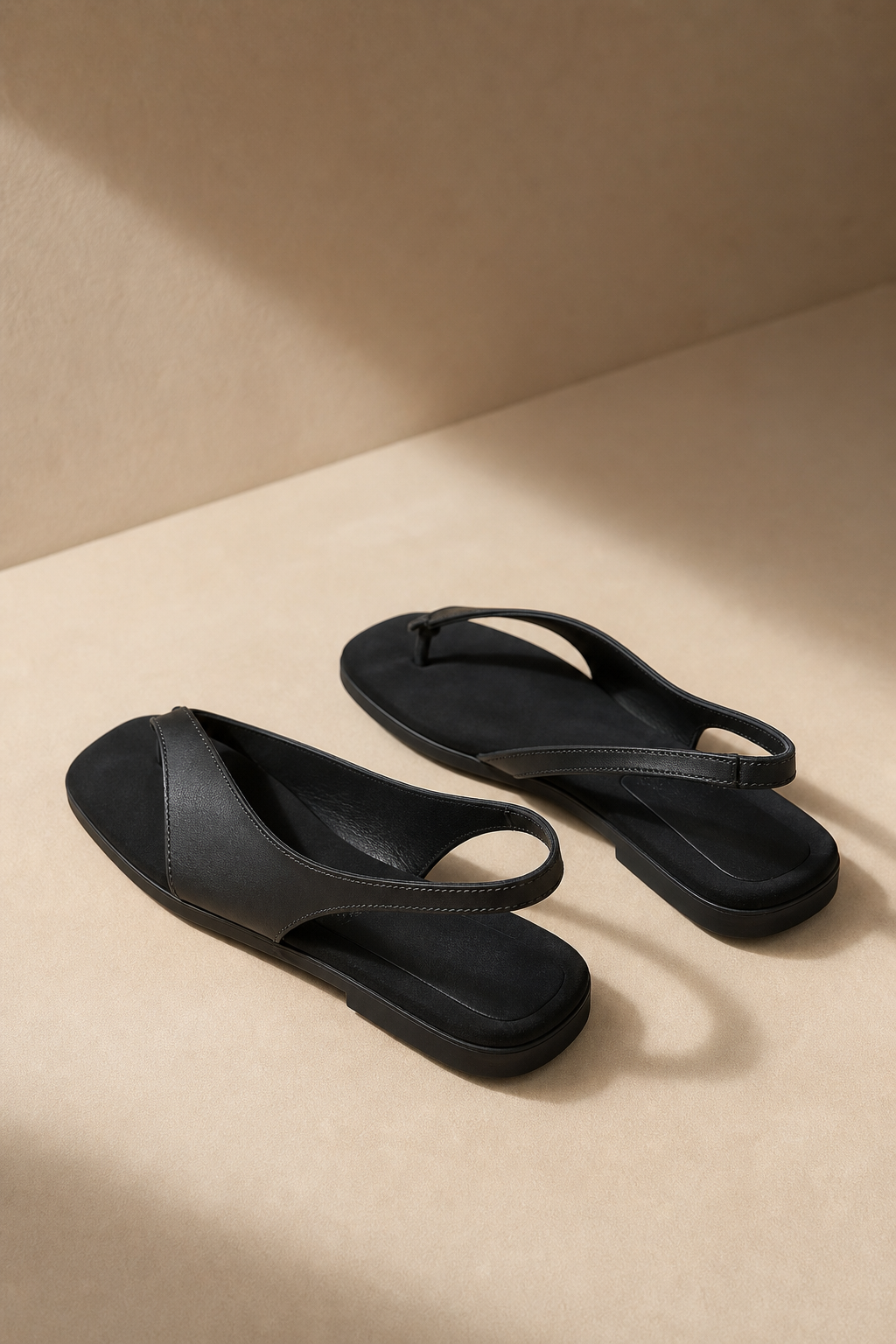 Women’s Flat Square-Toe Sandals – Minimalist Retro Silhouette