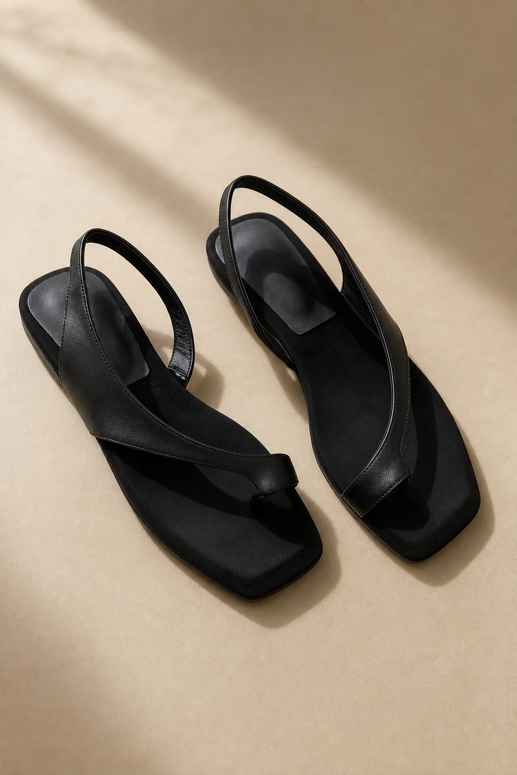 Women’s Flat Square-Toe Sandals – Minimalist Retro Silhouette