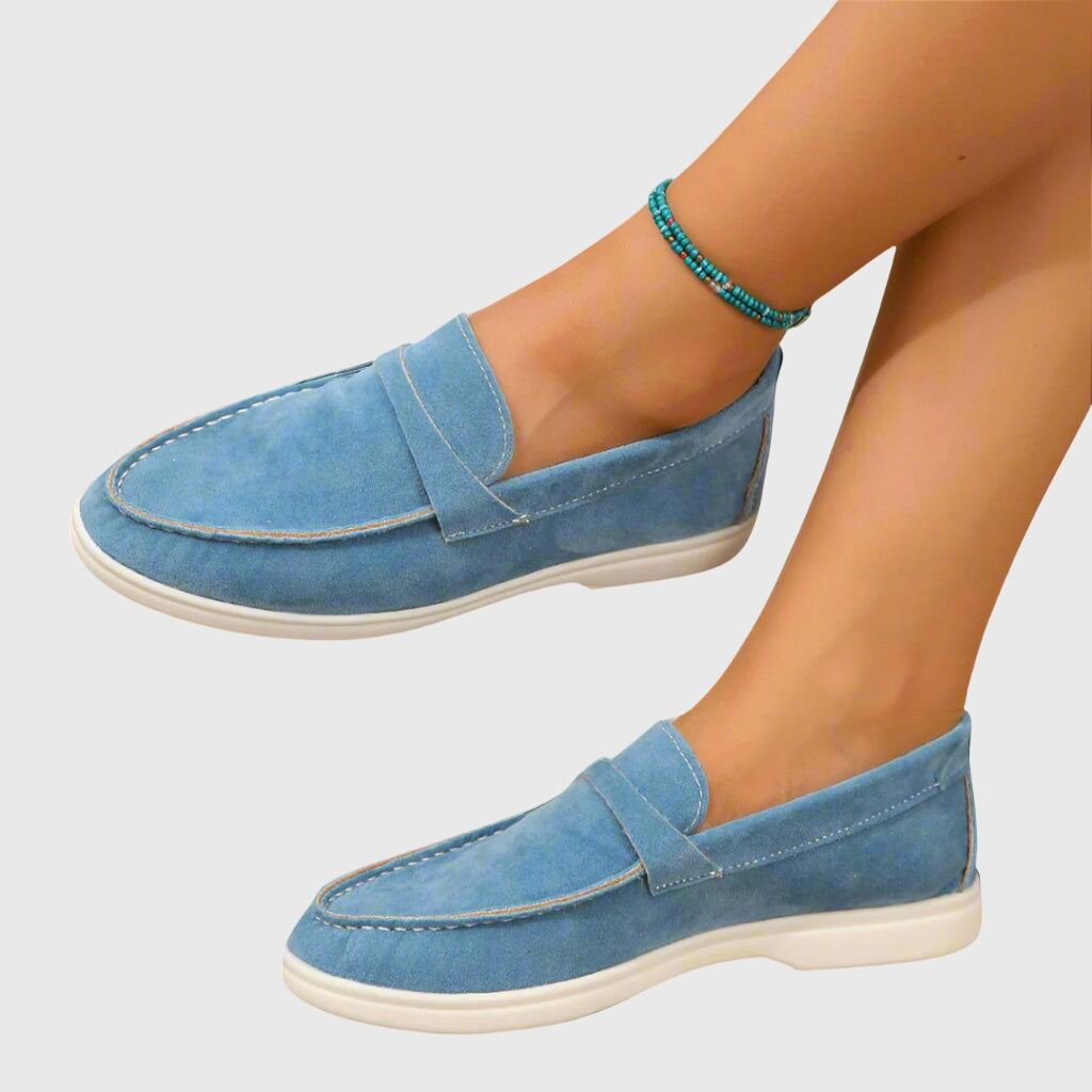 Women's Orthopaedic Suedette Loafers – Easy Slip-On, Low Heel