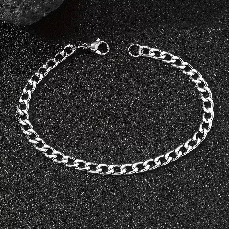 Men's Cuban Link Bracelet – Polished Titanium Steel with Electroplating