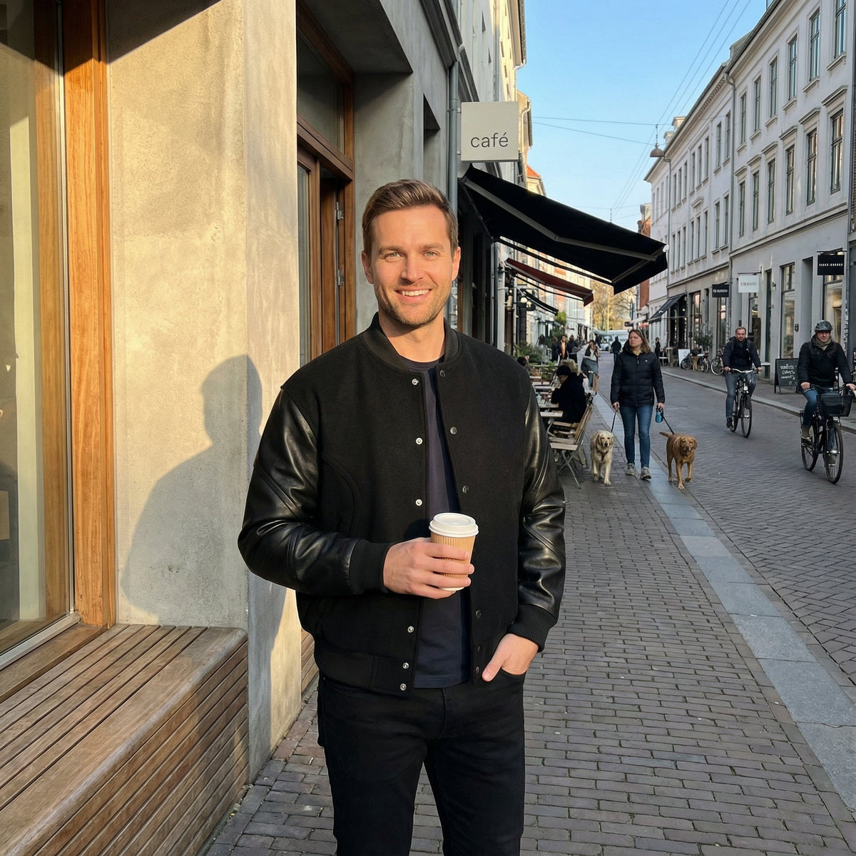 Men's Wool & Leather Bomber Jacket – Refined Elegance