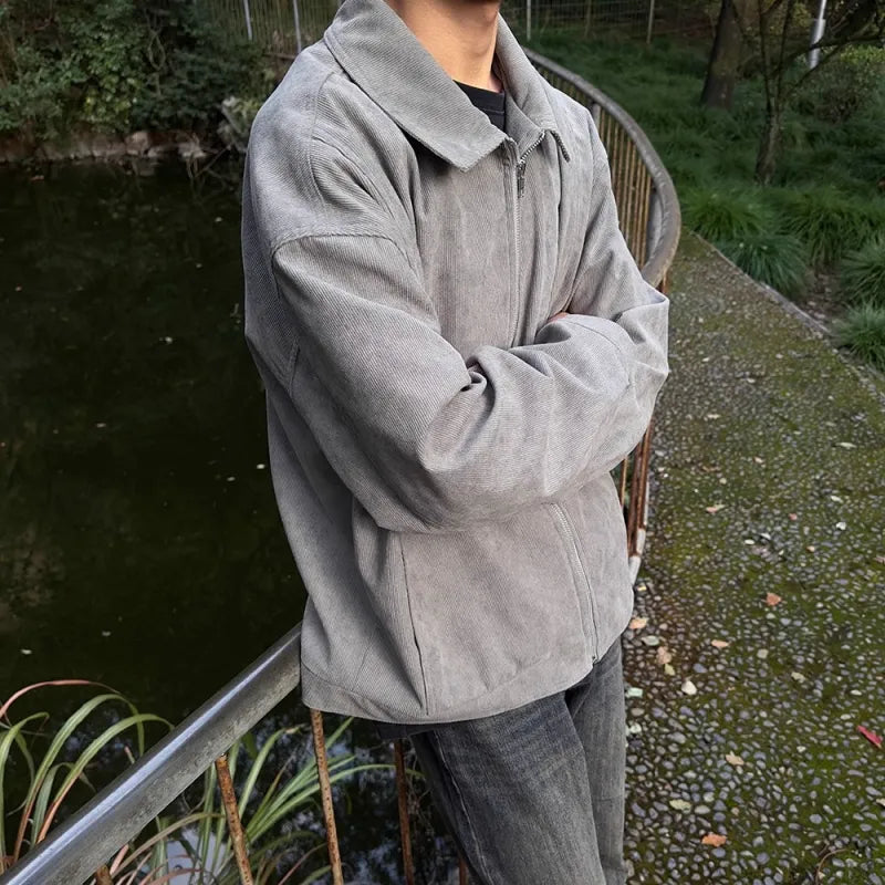 Men's Zip-Up Jacket Casual Fit – Dropped Shoulders Minimalist Style