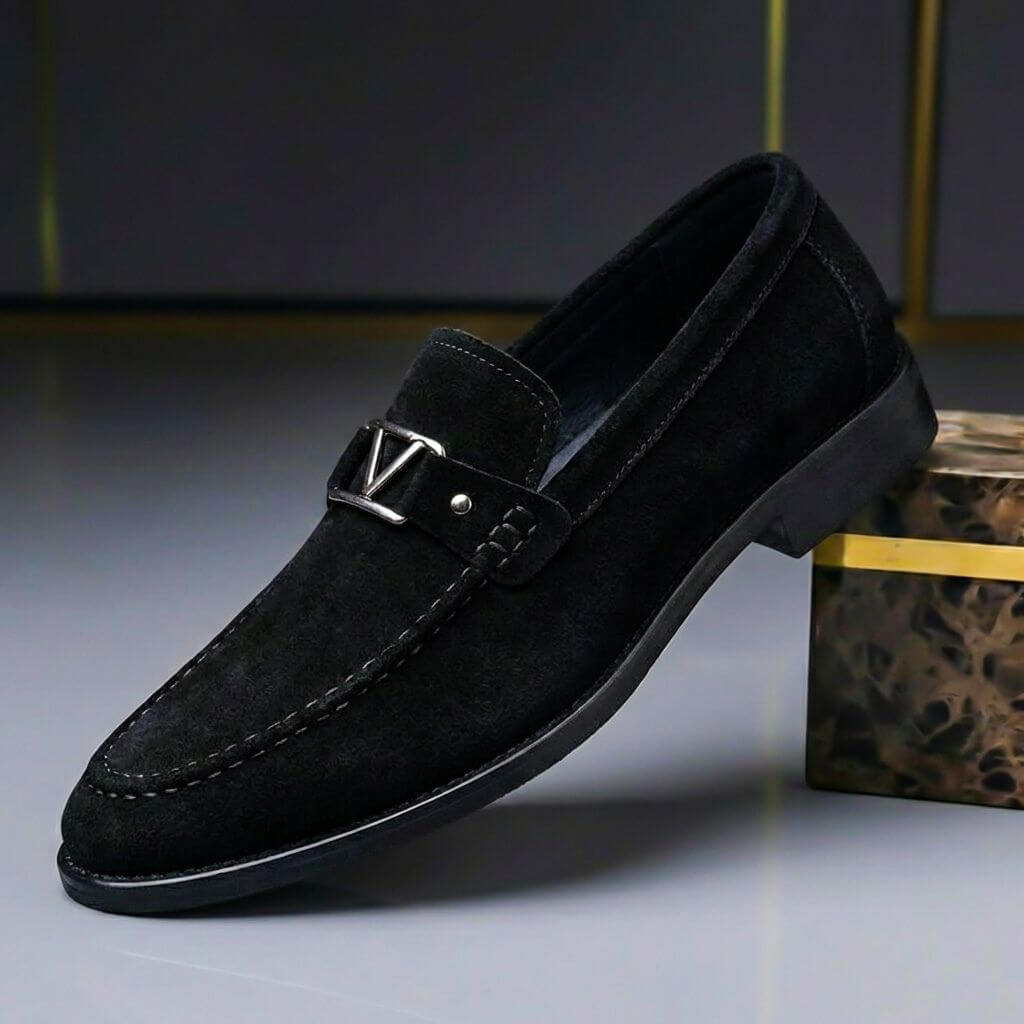 Men's suede leather slip-on loafers – Regular low-profile fit