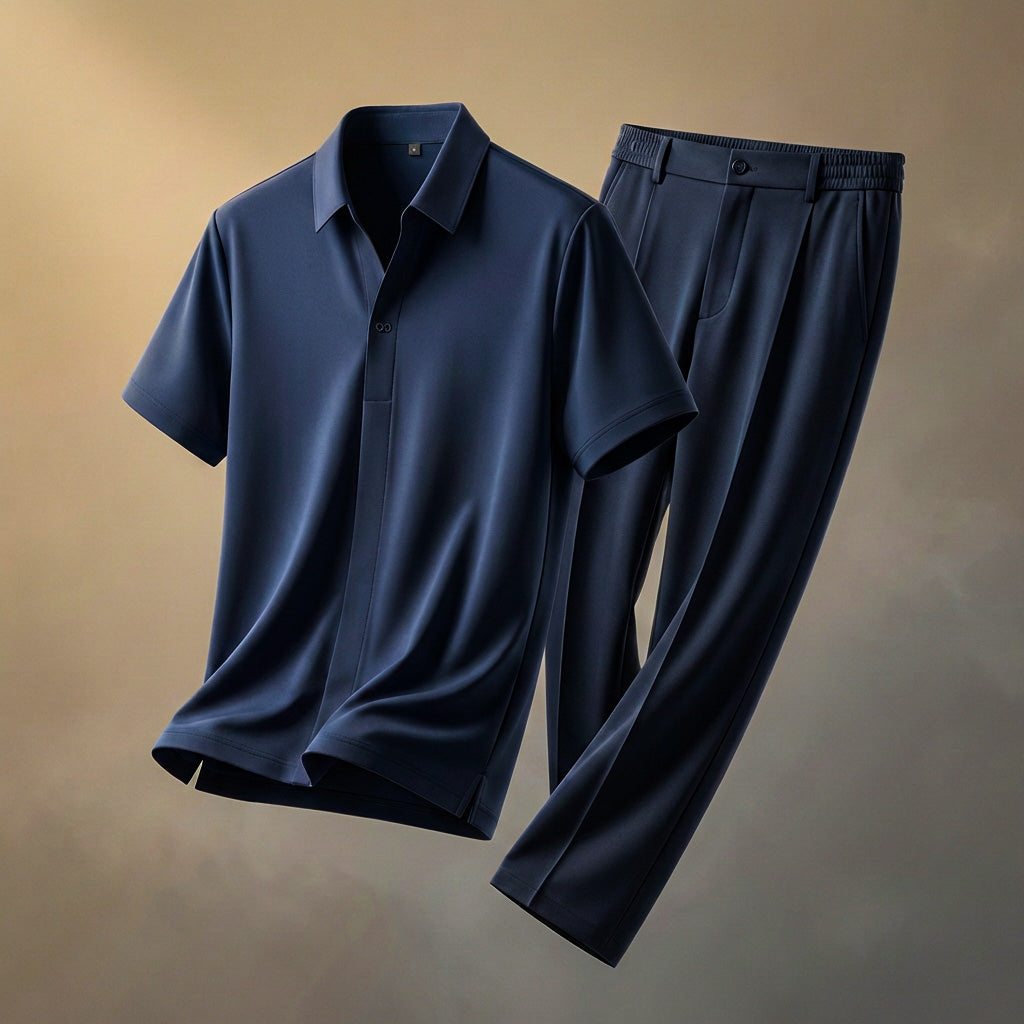 Men's silky fabric shirt and trousers set – Relaxed fit