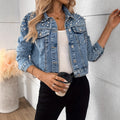 Short Women's Denim Jacket with Pearls – Relaxed Fit