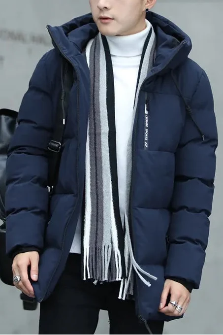 Men's Hooded Down Jacket – Mid-Length Winter Quilted Jacket