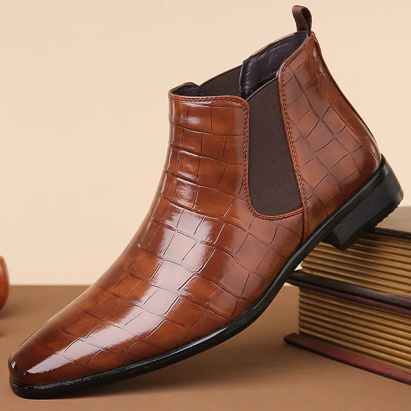 Men's Chelsea Boots – Glossy Finish, Modern Style