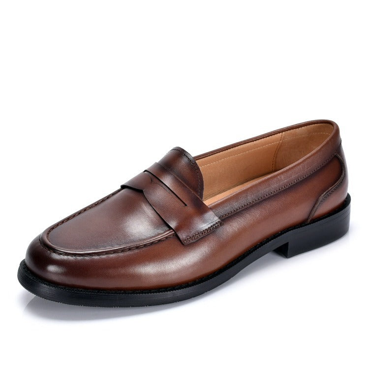 Men's Leather Moccasins – Smooth Upper, Penny Strap & Moc-Toe Stitching
