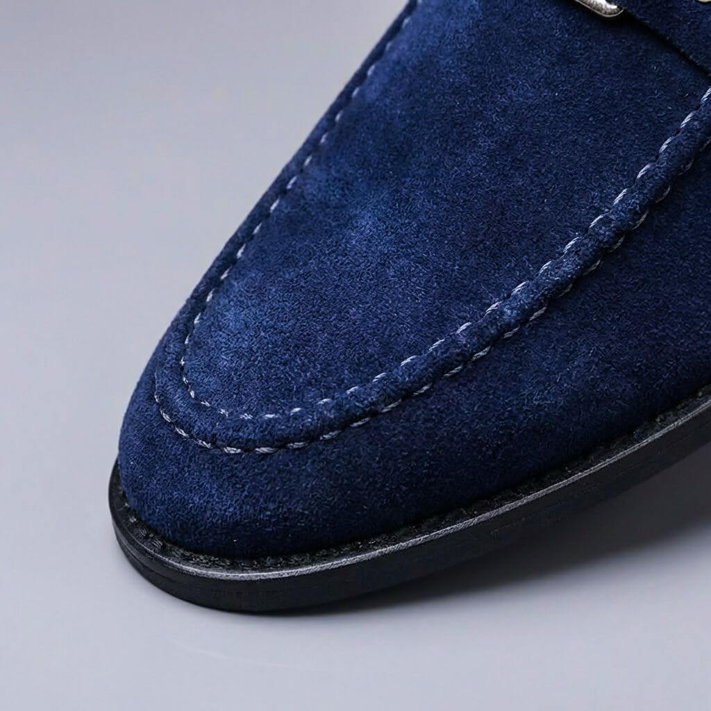 Men's suede leather slip-on loafers – Regular low-profile fit