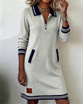 Women's long-sleeve polo dress – structured straight fit