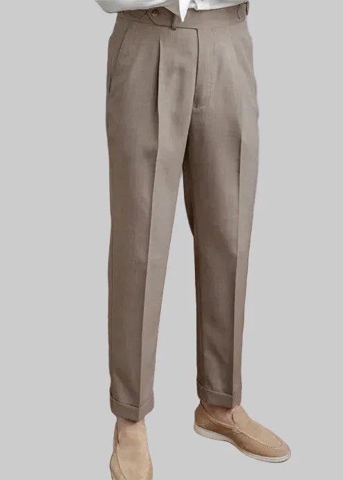 Men's High-Waisted Straight Cut Pants – Lightweight and Breathable