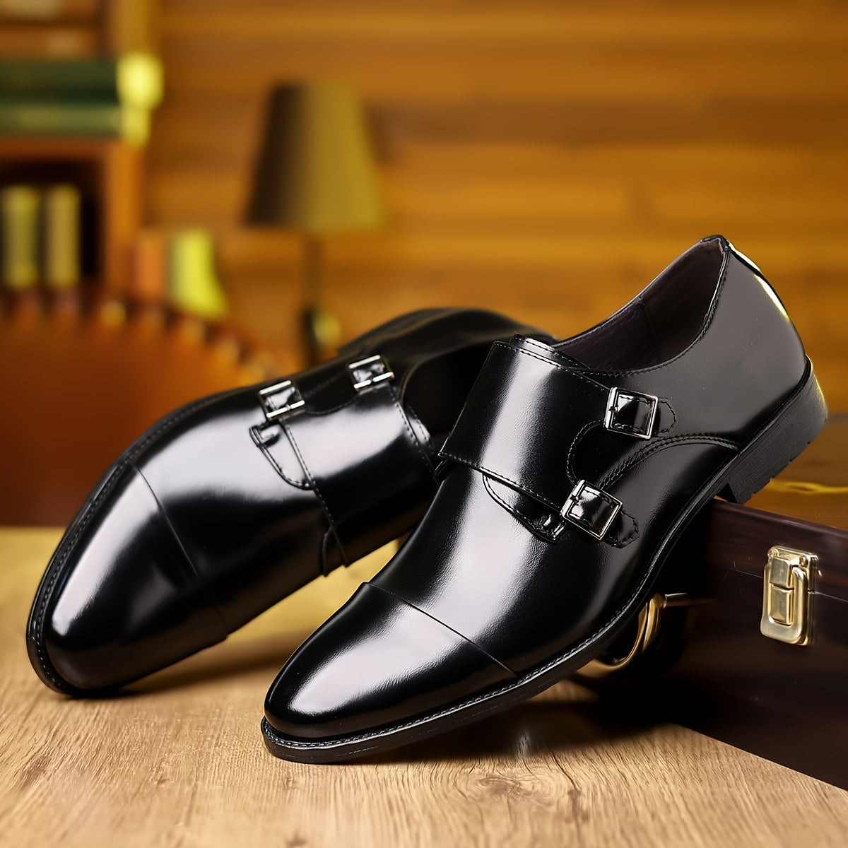 Men’s Leather Double Monk Strap Dress Shoes – Refined Formal Buckles