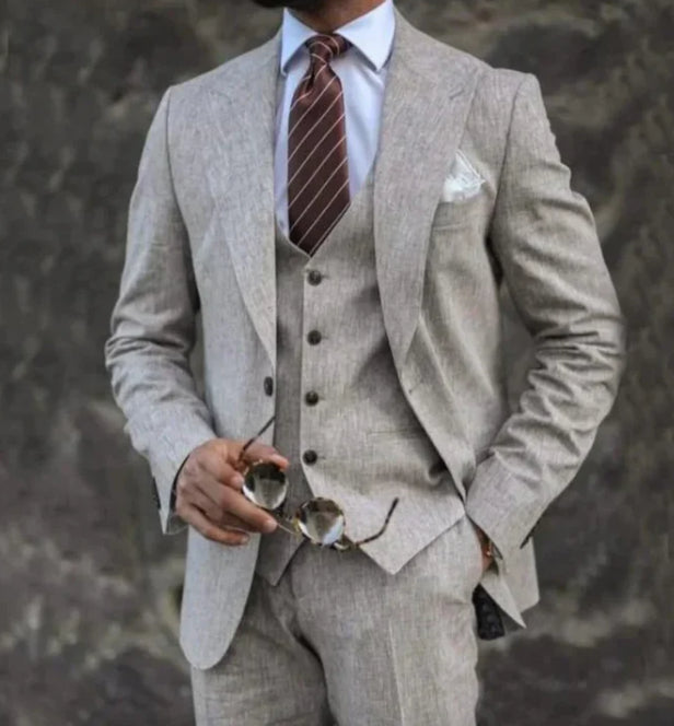 Men's Three-Piece Suit in Cotton Blend – Slim Fit