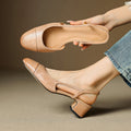 Women's Leather Slingback Pumps – Elegant Almond Toe